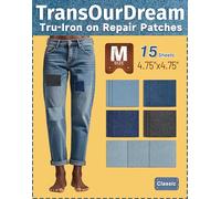 TransOurDream Tru-Iron on Patches for Jeans(15pcs, 4.75"x4.75", M Size), Denim Iron-on Repair Patches, Jeans and Clothing Repair and Decorating kit, Denim Patch for Jean Inside (5 Colors)