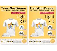 TransOurDream Tru-T Shirt Heat Transfer Paper 10 Sheets A4 Iron On Transfers for Inkjet & Laser Printer Printable HTV Heat Transfer Vinyl for White and Light Fabrics,Easy to Cut(TOD-03-10) (Pack of 2)