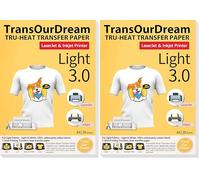 TransOurDream Tru-T Shirt Transfer Paper 20 Sheets A4 Iron On Transfers for Inkjet & Laser Printer Printable HTV Heat Transfer Vinyl for White and Light Fabrics,Easy to Cut(TOD-03-20) (Pack of 2)