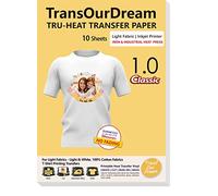 TransOurDream Tru-Transfer Paper Inkjet for Light Fabric 20 Sheets A4 Transparent Iron on Heat Transfer Paper White T Shirt Printing Paper Easy to Use Wash Durable Printable HTV (L-1.0-20)