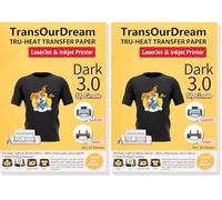 TransOurDream Tru-Transfer Paper Upgraded 3.0 10 Sheets A4 Printable Vinyl for Inkjet&Laser Printer Iron on Heat Transfer Paper for Dark Fabric Transfers Black T-Shirts (Trans-03-10) (Pack of 2)