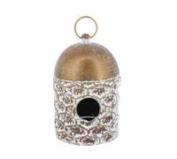 Transpac Decorative Garden Home Décor 11 Inch Metal Wildlife Shelter Birdhouse White and Gold Honeycomb Dome