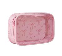 Transparency PVC Cosmetic Bag with Decorative Bows Waterproof Makeup Organiser for Travel and Daily Use See Through Beauty Accessory Bag