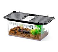 Transparency Reptile & Insect Enclosure Terrarium with Magnetic Door, Excellent Ventilation, Easy Cleaning, and Strong, Long-Lasting Build for Gecko, Tarantula, Hermit Crab (9.3x6.2x4.6 Inch)