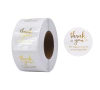Transparent 1.5 inch Thank You Round Stickers,Thank You Labels Small Business Stickers 500pcs / Roll for Birthday,Envelop,Wedding,Baby Shower