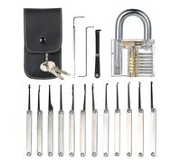Transparent 15pcs Lock Picking Set Kit Tool With Transparent Practice Training Padlock Lock For Locksmith Beginners And Professional