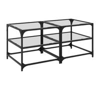 (transparent, 50 x 50 x 45 cm/ 2 pcs) vidaXL Coffee Tables with Transparent Glass Top Side Table End Table Steel