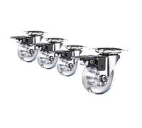 Transparent 50mm PVC Caster Wheels with Brake 4 Piece Swivel Replacement Set for Furniture Hardware Accessories Smooth Rolling Polyurethane