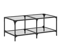 vidaXL Coffee Table with Transparent Glass Top 98.5x50x40 cm Steel - Clear, Clear