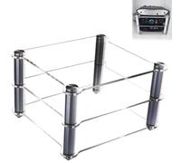 Transparent Acrylic Audio Rack - 2-Tier Media Stand for Stereo Components, AV Equipment, and Desktop Use - Multimedia Storage Solution for Small Amplifiers and Devices