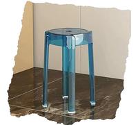 Transparent Acrylic Bar Stool 18in High Kitchen Stool without Backrest Adjustable Height Sleek Design Available in Blue Brown Light Red - Perfect for Home or Commercial Use