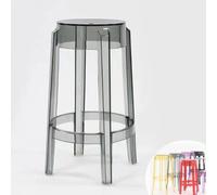 Transparent Acrylic Bar Stool with Footrest Stackable 75cm Modern Round Design for Home Kitchen or Bar (Gray) - Stylish & Space-Saving Seating Solution