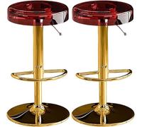 Transparent Acrylic Bar Stools, Backless Swivel Chairs, Height Adjustable Counter Seating for Kitchen & Dining Room - Modern Brown Finish with Lifting Rod