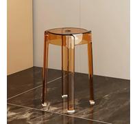Transparent Acrylic Bar Stools Set of 2 18" Backless Stackable Counter Height Stools for Kitchen Restaurant Indoor & Outdoor Seating (Amber X2)