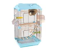 Transparent Acrylic Bird Cage Double Layer Play Birdcage with Stand for Parrotlet Conures Lovebirds Parrots(Blu)