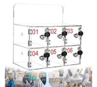 Transparent Acrylic Cell Phone Cabinet - Wall-Mounted 6-Compartment with Keys Secure Storage for Classrooms & Offices Clear Safety Box for School Use
