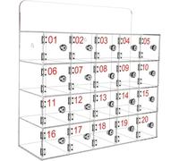 Transparent Acrylic Cell Phone Locker - Secure Mobile Storage Cabinet with Lock - Ideal for Offices Gyms and Public Spaces - 20-Door Safety Box for Personal Items