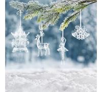 Transparent Acrylic Christmas Ornaments, Angel Bell Rocking Horse Train Huatoubing And Dancer Designs, For Tree Hanging And Festive Home Décor Set Of 6