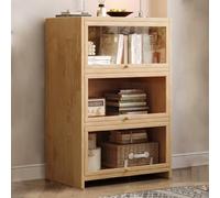 Transparent Acrylic Display Cabinet Clamshell Showcase Design Heightened Bottom Ideal for Study Room & Kitchen Brown 15.7x11x39.3in Stylish Storage Solution