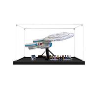 Transparent Acrylic Display Case for Lego 10356 Star Trek: Starship , Clear Box, Storage Box, Dustproof Box (Model not Included) (Black Base)