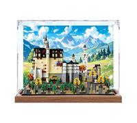 Transparent Acrylic Display Case for LEGO 21063 Neuschwanstein Castle- Collectible Showcase / Gift Box / Dust-proof Case / Storage Container (Display Case Only) (Wood Base with Painted)