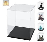 Transparent Acrylic Display Case for Lego Collection, Model Figure, Enhanced Display Display Box Anti-Dust Storage with Base for Toy Mini Figures (Black, 30 x 30 x 40 cm)
