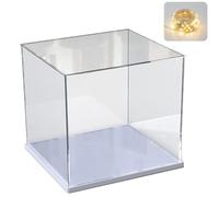 Transparent Acrylic Display Case for Lego Collection, Model Figure, Enhanced Dust-Proof Display Box with Base for Toy Mini Figures (White, 20 x 20 x 20 cm)