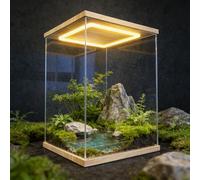Transparent Acrylic Display Case w/LED Light, 6" 8" 12" 14" 16" 20" 24" Tall Desktop Decoration Box, Large Storage Space Standing Organizer(L20xW25xH40cm/8x10x16")