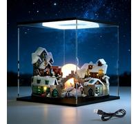 Transparent Acrylic Display Case with LED Light and Door, Stackable Dustproof Display Box, Alternative Glass Organizer Case for Collectibles(60x60x60cm/24x24x24in)