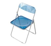 Transparent Acrylic Folding Chair - Chrome Frame Office Negotiation Chair, Lightweight and Versatile for Indoor/Outdoor Use, Stylish Gray Design