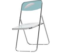 Transparent Acrylic Folding Chair Light Green Plastic Accent Chair with Chrome e Indoor & Outdoor Use Modern Design Versatile Space Saving Stylish Seating.
