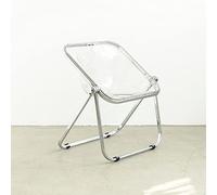 Transparent Acrylic Folding Chair with Chrome Frame - Space-Saving Furniture for Living Room, Bedroom, and Study