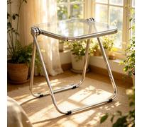 Transparent Acrylic Folding Side Table - Portable, No Assembly, Sturdy Metal e - Ideal for Home Office, Living Room, Smals, Easy Sto, Modern Design