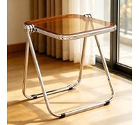 Transparent Acrylic Folding Side Table - Portable, Sturdy Metal e for Home Office & Living Room, Space-Saving, Easy Sto, No Assembly Required, Brown