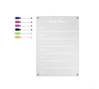 Transparent Acrylic Refrigerator Calendar Board with 6 Magnetic Fridge Memo Board for Home Office Kitchen Erasable Whiteboard Markers - Weekly Monthly Planner (30 x 42 cm)