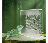 Transparent Acrylic Reptile Feeder Box, Wall-Mounted Insect Feeder with Suction Cups, Tank and Aquarium Accessories for Bearded Dragon, Lizard, Gecko, Frog