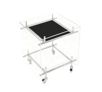 Transparent Acrylic Rolling Side Table Universal Coffee Table with Locking Wheels Slish Design for Various Ocns Black 40x40x47cm Modern Home Fur