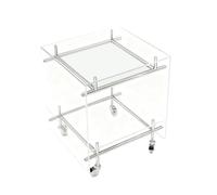 Transparent Acrylic Rolling Side Table with Locking Wheels Slish Modern End Table for Various Ocns 40x40x47cm Versatile Coffee Table White