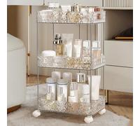 Transparent Acrylic Rolling Utility Cart - 3-Tier Storagewith Wheels for Kitchen & Bathroom - Versatile Shelving Unit for Home nization & Easy Access