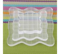Transparent Acrylic Stamp Blocks with Grid Lines, Square with Curve Edges Essential Stamping Tools for Scrapbooking Crafts Making,1.97 x 1.97"/ 2.95 x 2.95"/ 3.93 x 3.93" (5 * 5cm)