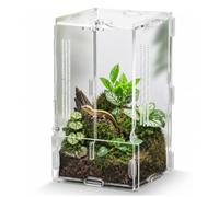 Transparent Acrylic Terrarium 12x12x20cm Reptile Tank Vertical Jumping Spider Enclosure Multipurpose Habitat Compatible with Praying Mantis Stick Insect Tarantula Snail Frog Mini Pet House