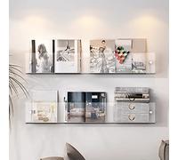 Transparent Acrylic Wall Magazine Rack - 2 Pieces Modern Bookshelf for Waiting Areas Versatile Document for Papers 15.7 to 47.2 Inches