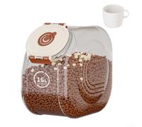 Transparent Airtight Grain Storage Box with Timer and Measuring Cup, Large Capacity Rice Container for Kitchen Organisation(small size coffee)