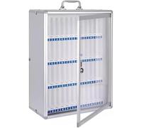 Transparent Aluminum Cell Phone Locker BoxSecure Storage Cabinet with Handle & Lock for Office/ClassroomDurable Phone Storage Solution (48 Slots)