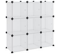 vidaXL Storage Cube Organiser with 9 Cubes and Doors Transparent PP