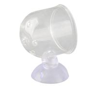 Transparent Aquarium Red Feeder Suction Cup Fish Feeding Cup Container Accessory Premium Glass Acrylic Material for Freshwater Saltwater Fish Tank (Glass perforated cup (suitable for nematodes))