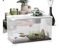 Transparent Aquarium Tank - Rectangular Aquarium Tank | Desktop Small Fish Tank | Fish Tank With Led |Modern Container With Turtle Resting Area, Home Decorations For Betta Shrimp Aquatic Planting Des