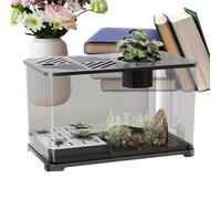 Transparent Aquarium Tank - Rectangular Aquarium Tank | Desktop Small Fish Tank | Fish Tank With Led |Modern Container With Turtle Resting Area, Home Decorations For Betta Shrimp Aquatic Planting Des