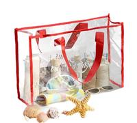 Transparent Bag - PVC Material Construction 47x15x35cm, Clear Carry Bag, Fabric Finish Design with Long and Large Shoulder Strap | Outdoor Swimming Pool Stadium Travel, red, Please refer to the
