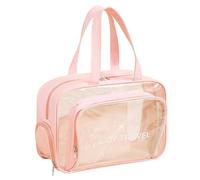 Transparent Bags for Travel, Waterproof Toiletry Bag | Large Waterproof Zippered Travel Beach Bag, Lightweight Fitness Sports Bag, Travel Organization Bags for Men and Women, Pink with Shoe